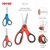 Gunting Joyko Scissor SC-12 Elastic Handle Stainless Soft Grip / Handel Karet